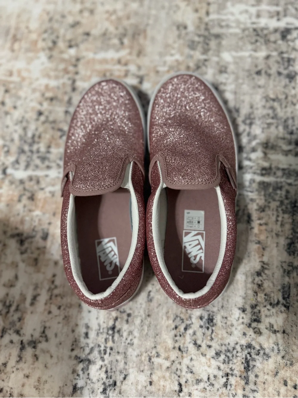 Vans Kids Glitter Slip-On Sneakers in Rose